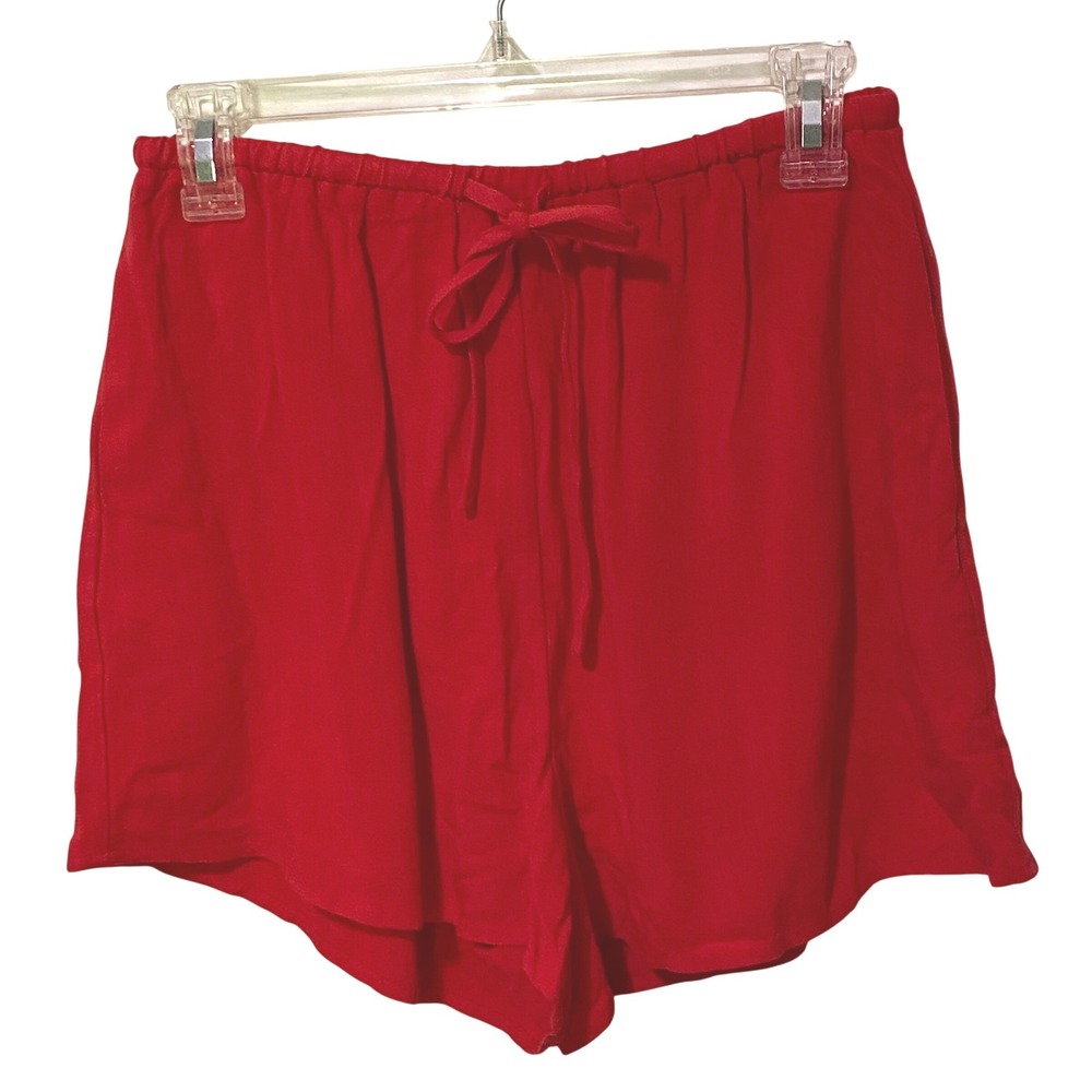Dopamine Red Linen Blend Womens Shorts S Drawstring Coastal Chic Sporty Boho